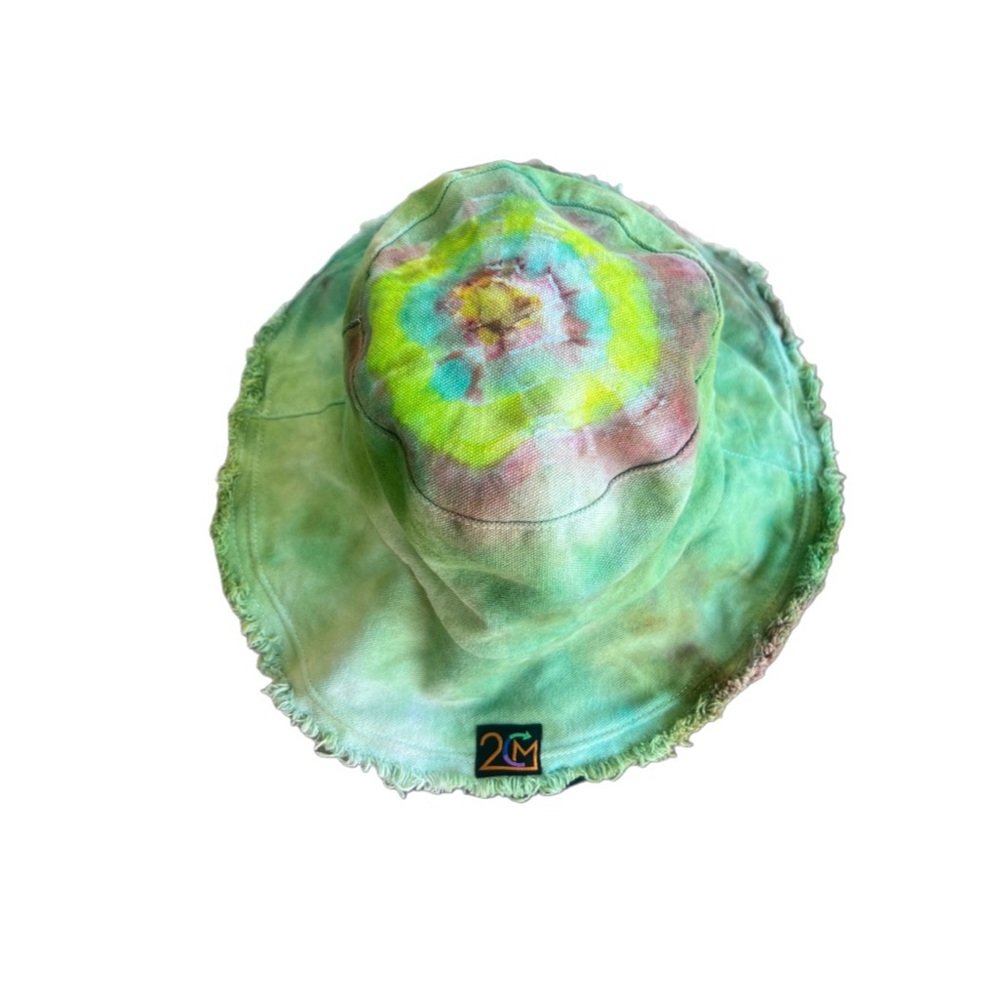 Hand dyed fringe bucket hat